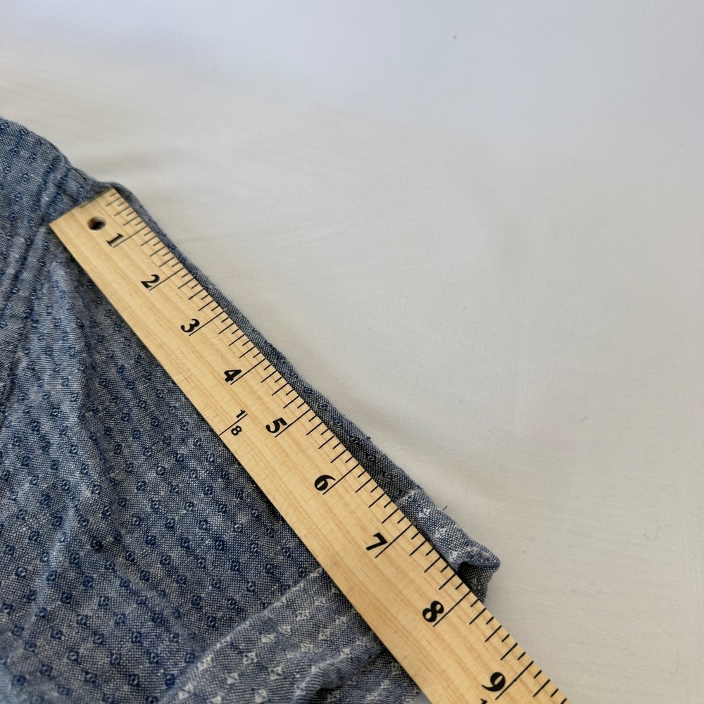 Scotch & Soda Mens XXL Linen Blue Micro Print Short Sleeve Button Down Shirt - Picture 6 of 12